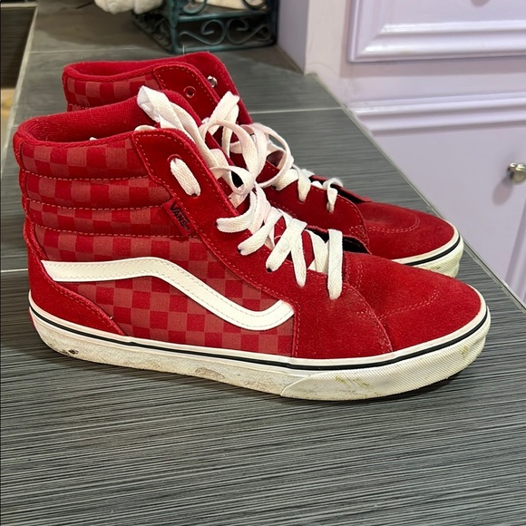 Vans Red Checkered High-Top Sneakers - Picture 1 of 7